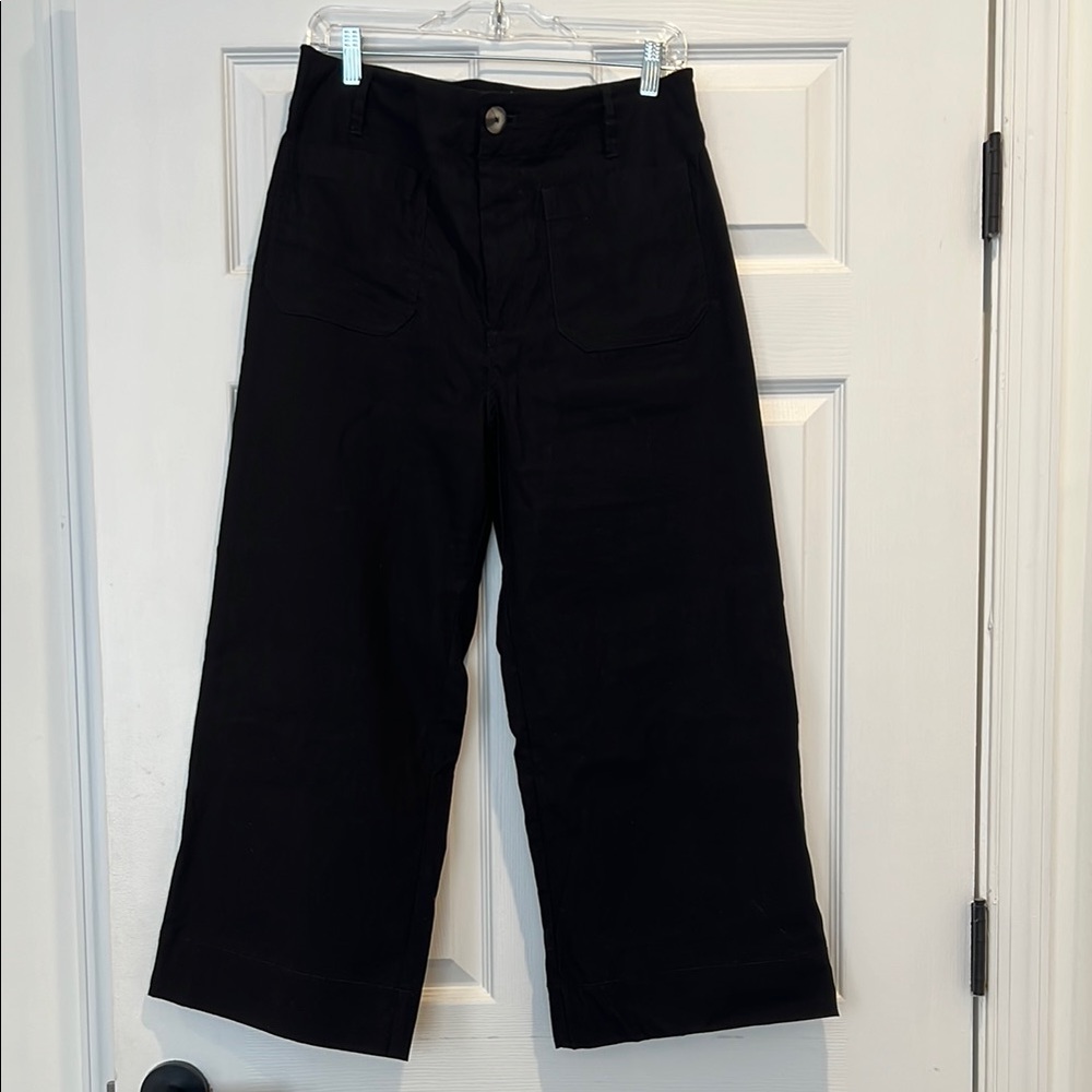 Anthropologie Colette Cropped - Black Wide-Leg Pants